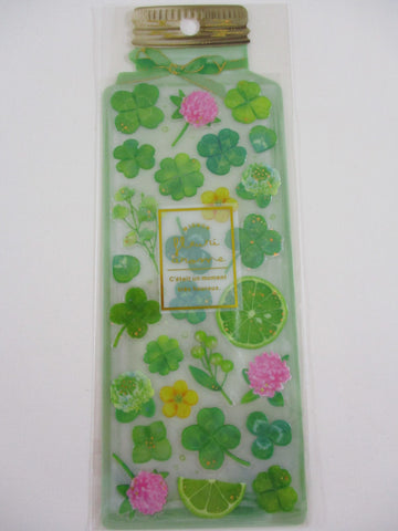 Cute Kawaii Qlia Fleur Arome Scented Flower Sticker Sheet - Green Clover Lime - for Journal Planner Craft Organizer Calendar