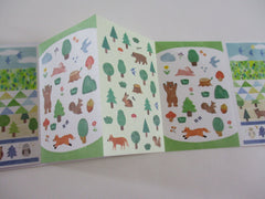 Cute Kawaii Qlia Sticker Sheet fold to mini booklet - Green Nature Bear Fox - for Journal Planner Craft Organizer Calendar