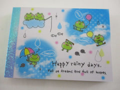 Cute Kawaii Crux Frog Happy Rainy Day Mini Notepad / Memo Pad - Stationery Design Writing Collection