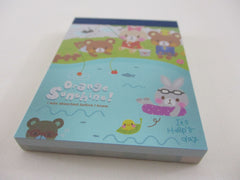 Cute Kawaii Q-Lia Bear Rabbit Orange Sunshine Mini Notepad / Memo Pad - Stationery Designer Paper Collection