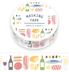 Cute Kawaii World Craft Washi / Masking Deco Tape - Fine Dining Cheese Wine - for Scrapbooking Journal Planner Craft