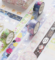 Cute Kawaii BGM Washi / Masking Deco Tape - Crayon Land series - Spring Green Nature Flower Field Squirrel - for Scrapbooking Journal Planner Craft