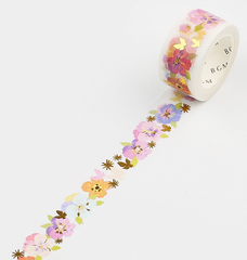 Cute Kawaii BGM Washi / Masking Deco Tape - Flower Blooms Spring Garden Wedding - for Scrapbooking Journal Planner Craft