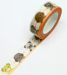 Cute Kawaii Saien Washi / Masking Deco Tape - Dog Puppies - for Scrapbooking Journal Planner Craft