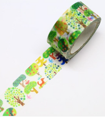 Cute Kawaii Saien Washi / Masking Deco Tape - Forest Nature Green Trees - for Scrapbooking Journal Planner Craft