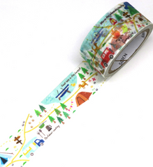 Cute Kawaii Saien Washi / Masking Deco Tape - Camping Ground Utensils Tent Lake Nature Forest - for Scrapbooking Journal Planner Craft