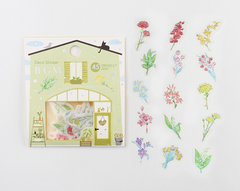 Cute Kawaii BGM Flowers Series Flake Stickers Sack - Green House Garden - for Journal Agenda Planner Scrapbooking Craft