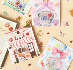 Cute Kawaii BGM Flake Stickers Sack - Berry Strawberry Dessert Bakery Tea Time - for Journal Agenda Planner Scrapbooking Craft