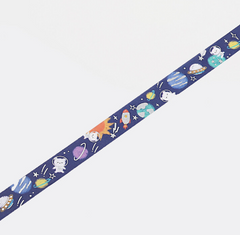 Cute Kawaii BGM Washi / Masking Deco Tape - Crayon Land series - Bear Astronaut Planet Space Universe Sky  - for Scrapbooking Journal Planner Craft