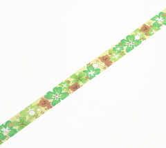 Cute Kawaii BGM Washi / Masking Deco Tape - Crayon Land series - Bear Green Clover Lucky - for Scrapbooking Journal Planner Craft