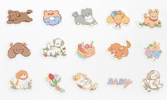 Cute Kawaii BGM Flake Stickers Sack - Dog Playful Puppies - for Journal Agenda Planner Scrapbooking Craft