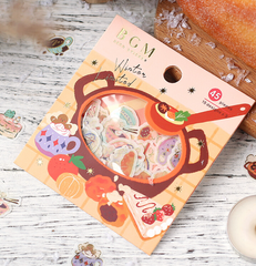 Cute Kawaii BGM Winter Limited Series Flake Stickers Sack - Warm Snack Soup Drink Marshmallow Bakery - for Journal Agenda Planner Scrapbooking Craft