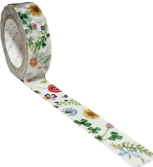Cute Kawaii Shinzi Katoh Washi / Masking Deco Tape -  Beautiful Flowers - for Scrapbooking Journal Planner Craft