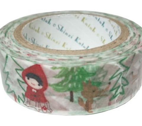 Cute Kawaii Shinzi Katoh Washi / Masking Deco Tape -  Red Riding Hood - for Scrapbooking Journal Planner Craft