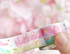 Cute Kawaii BGM Washi / Masking Deco Tape - Beautiful Cherry Blossom Spring Flower Garden - for Scrapbooking Journal Planner Craft