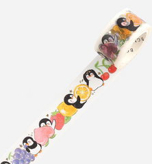 Cute Kawaii BGM Washi / Masking Deco Tape - Penguin ♥ Fruits - for Scrapbooking Journal Planner Craft