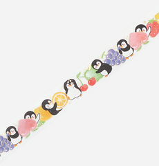 Cute Kawaii BGM Washi / Masking Deco Tape - Penguin ♥ Fruits - for Scrapbooking Journal Planner Craft