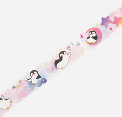 Cute Kawaii BGM Washi / Masking Deco Tape - Penguin ♥ Stars - for Scrapbooking Journal Planner Craft