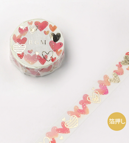 Cute Kawaii BGM Washi / Masking Deco Tape - Hearts Love - for Scrapbooking Journal Planner Craft