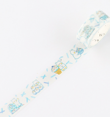 Cute Kawaii BGM Washi / Masking Deco Tape - Bear Sweet Blue Winter Cupcake - for Scrapbooking Journal Planner Craft