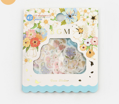Cute Kawaii BGM Flowers Series Flake Stickers Sack - Flowers in Vases Bouquet Blossom - for Journal Agenda Planner Scrapbooking Craft
