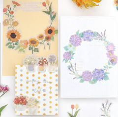 Cute Kawaii BGM Flowers Series Flake Stickers Sack - Flowers in Vases Bouquet Blossom - for Journal Agenda Planner Scrapbooking Craft