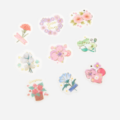 Cute Kawaii BGM Flowers Series Flake Stickers Sack - Beautiful Flowers Bloom Garden Spring - for Journal Agenda Planner Scrapbooking Craft