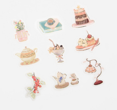 Cute Kawaii BGM Flake Stickers Sack - Tea time Sweet Snack Relax Home - for Journal Agenda Planner Scrapbooking Craft