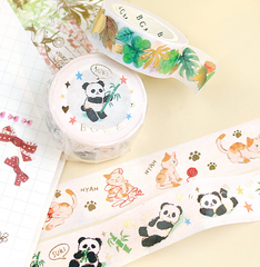 Cute Kawaii BGM Washi / Masking Deco Tape - Cat play with balls - for Scrapbooking Journal Planner Craft