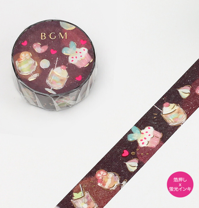Cute Kawaii BGM Washi / Masking Deco Tape - Cupcake ♥ Drinks Sweet - for Scrapbooking Journal Planner Craft