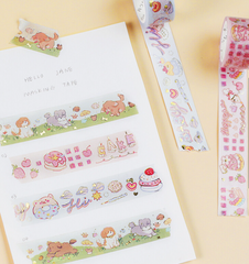 Cute Kawaii BGM Washi / Masking Deco Tape - Sweet Cake Strawberry Cherry - for Scrapbooking Journal Planner Craft