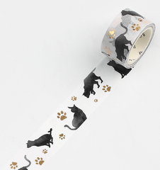 Cute Kawaii BGM Washi / Masking Deco Tape - Black Cat - for Scrapbooking Journal Planner Craft