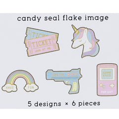 Cute Kawaii Crux Unicorn GameBoy Retro theme Flake Stickers Backpack Sack - for Journal Agenda Planner Scrapbooking Craft