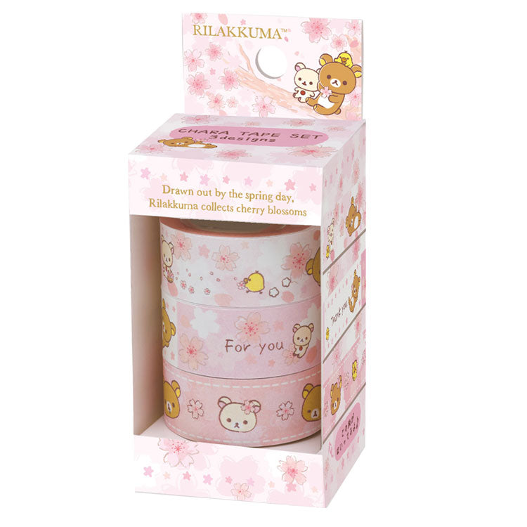 z Cute Kawaii San-X Rilakkuma Sakura Cherry Blossom Washi Deco Tape Set - A - for Scrapbooking Journal Planner Craft